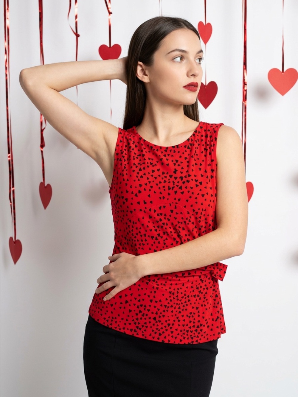 Anne Klein Red Top With Hearts